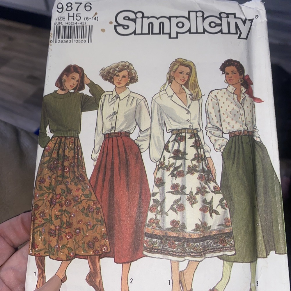 Simplicity 9876 Misses Pleated Skirts Sewing Pattern Size H5 6-14 Uncut 1990s